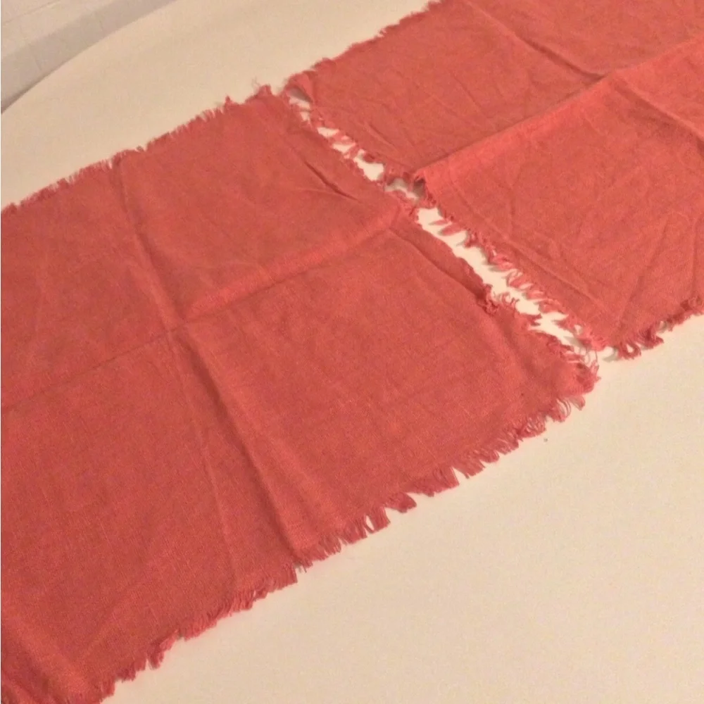 Serena & Lily square fringe placemats pink set of 5